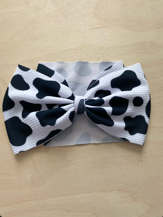 Infant Headwrap- Cow with Bow