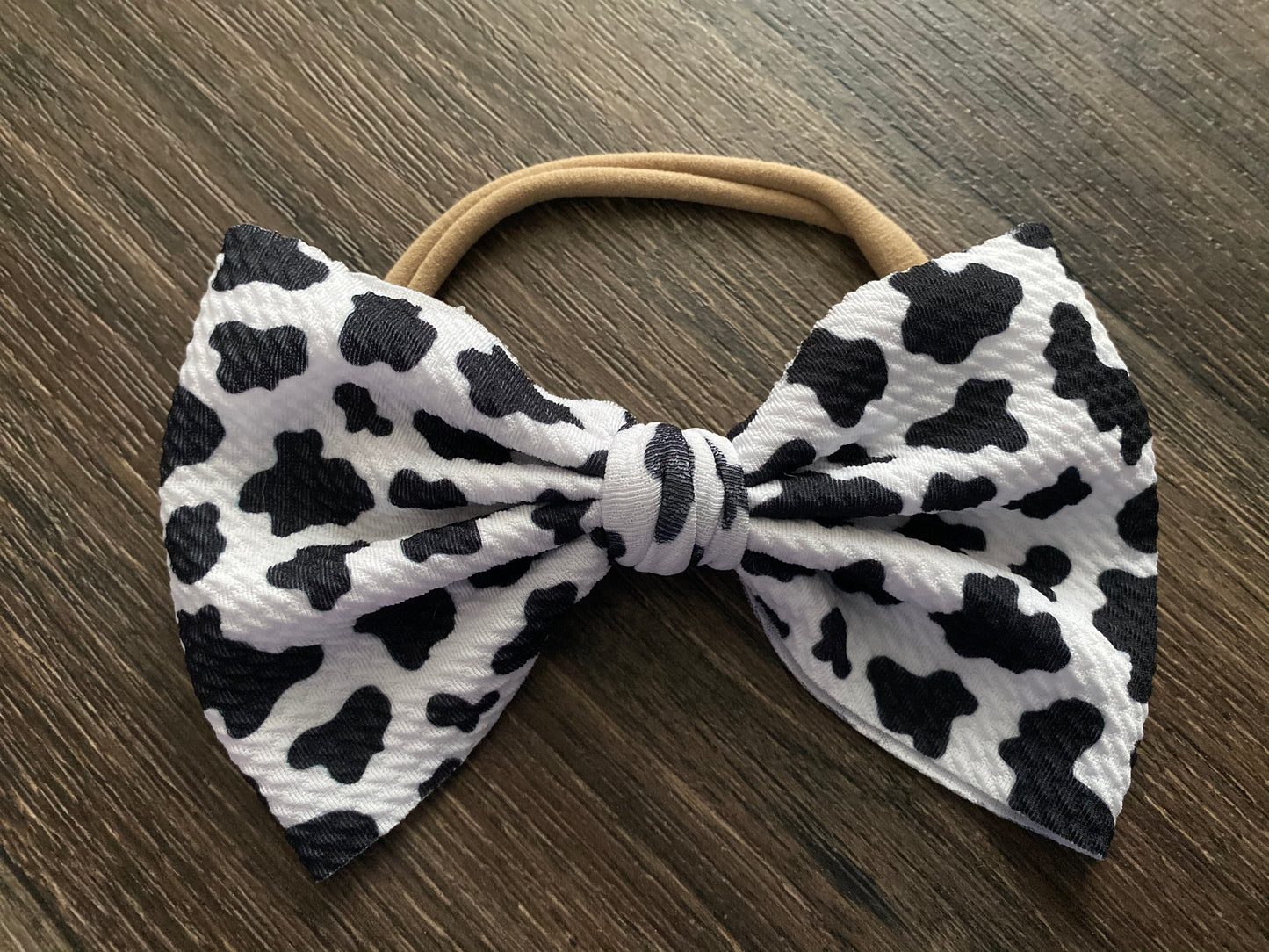 XL Bow on Nylon- Cow Pattern