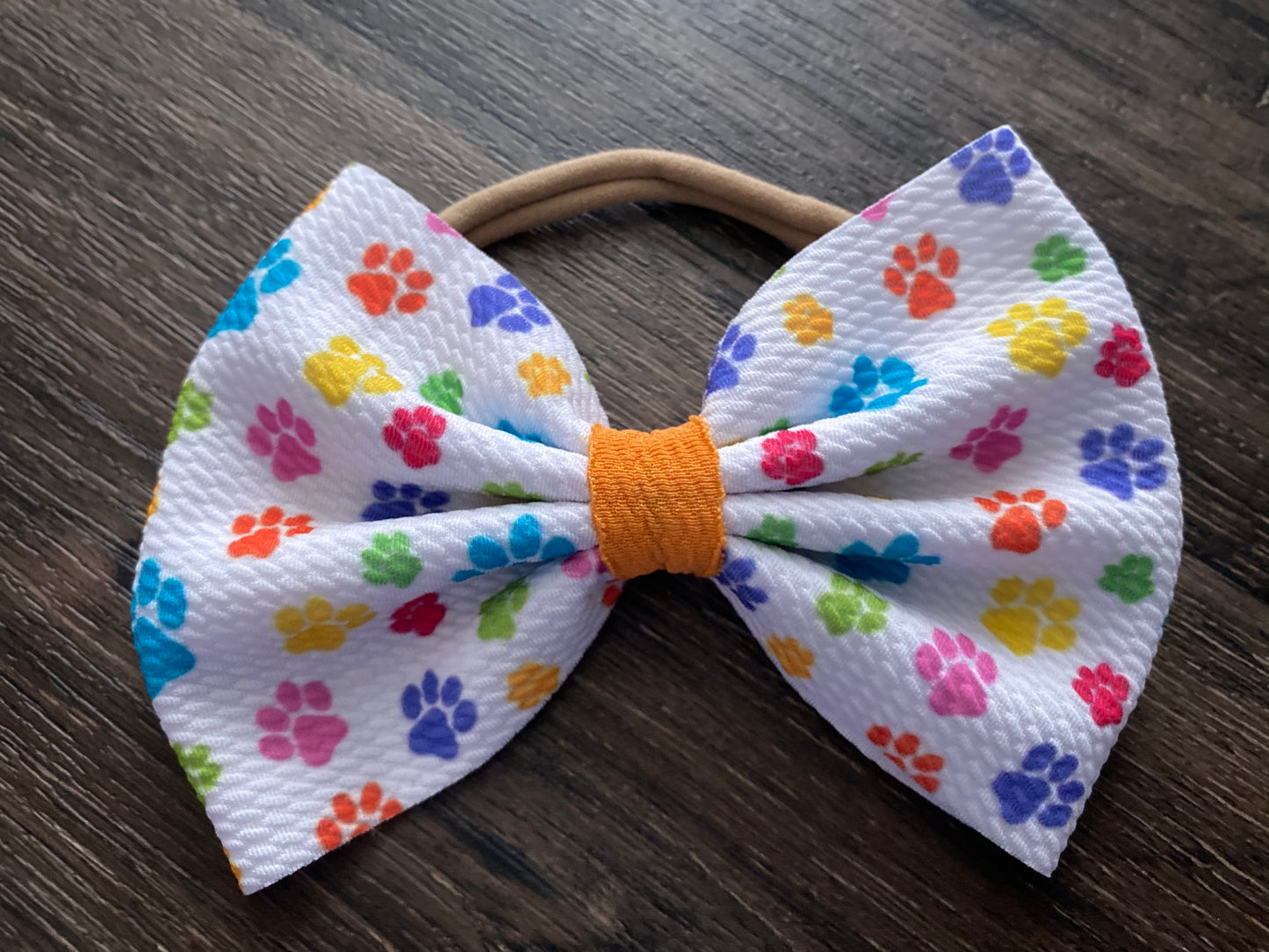 5” Bow on Nylon- Paw Print Pattern